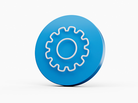 Blue update gear setting icon 3d illustration isolated