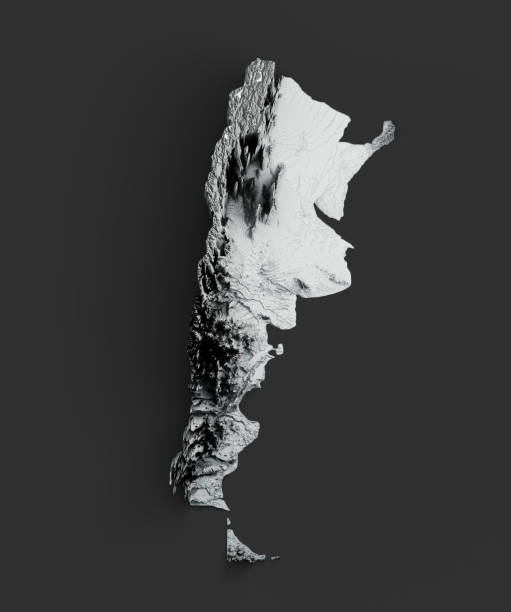 istock Argentina. Shaded relief map with Flag 3d illustration 1448476936