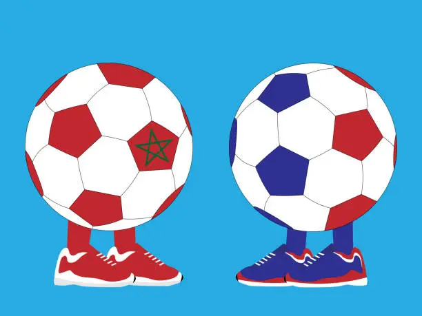 Vector illustration of Morocco vs France football