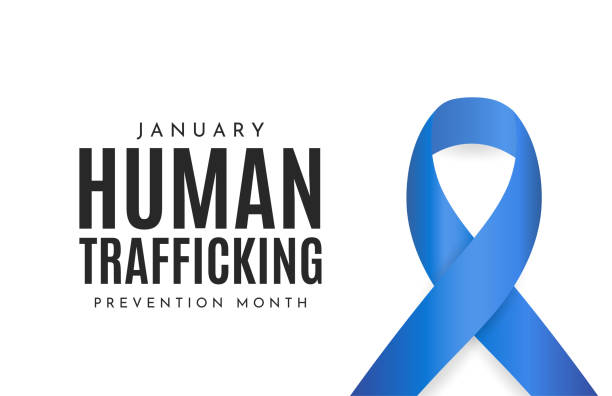 открытка месяца предотвращения торговли людьми, баннер, январь. вектор - victim stock illustrations