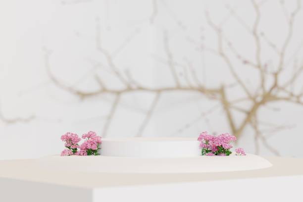 istock podium design stand minimal 3d render illustration wallpaper background flower tree 1448484952