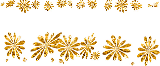 golden structured blossoms white background copy space clipping path