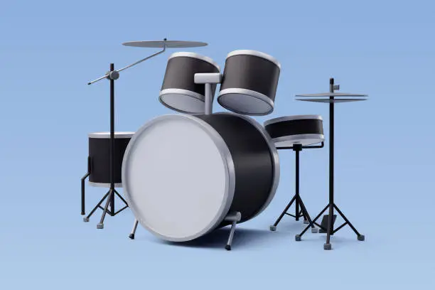 Vector illustration of 3d Vector Black Drum set, Music and Instrument concept