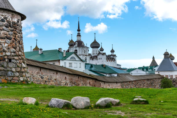 Panoramic view of The Solovetsky Transfiguration Monastery on the Big Solovetsky Islands.