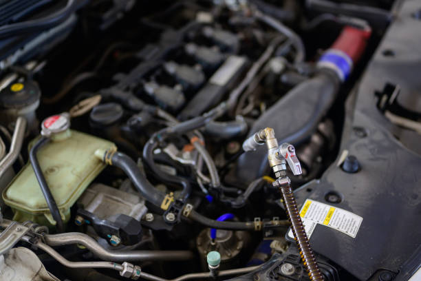 istock Changing engine oil, Car maintenance, Engine change, Flushing oil car 1448490734
