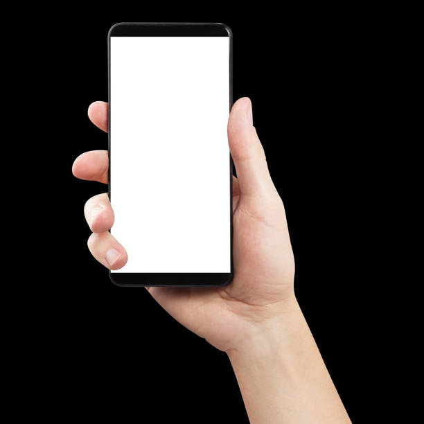 istock Hand holding smartphone with copy space on black 1448491827