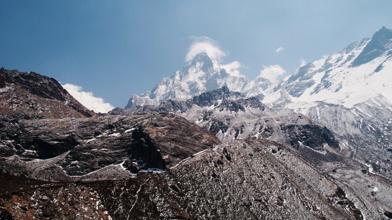 Panorama of beautiful mountain range in Himalayas, Nepal