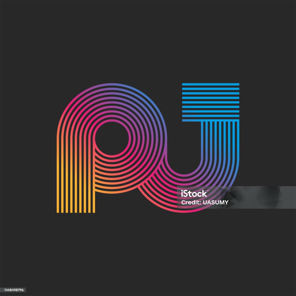 Multiple Letter P Calligraphy Initials Letter Pj Or Jp Monogram Bright Gradient Parallel ...