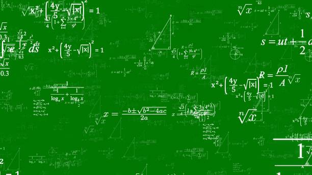 Mathematical formulas. Maths. Mathematical formulas. Maths. Scientific and educational concept. Science. Chromakey background. Green screen. drawing of a advanced math formulas stock pictures, royalty-free photos & images