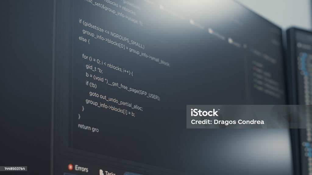 Closeup Of Computer Display Of Software Developer Typing Database ...