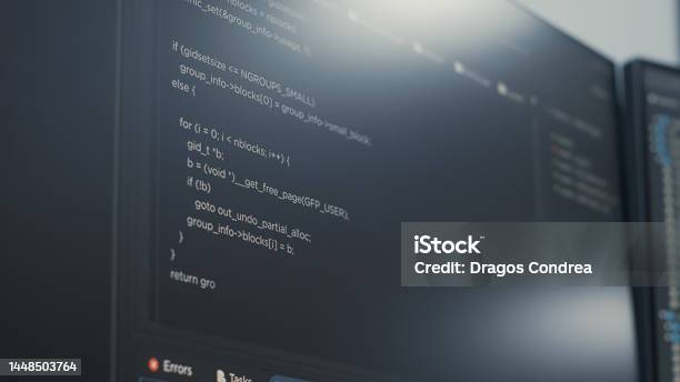 Closeup Of Computer Display Of Software Developer Typing Database ...