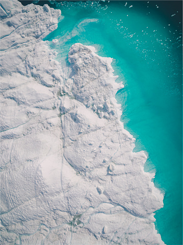 big icerbergs, color and texture, from aerial view
