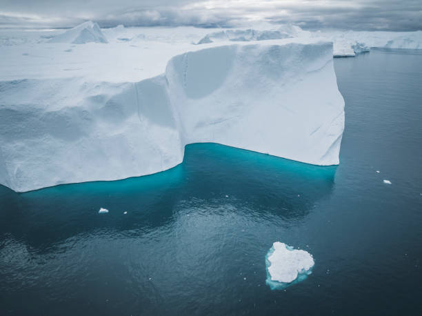 istock Big icebergs floating from aerial view 1448505741