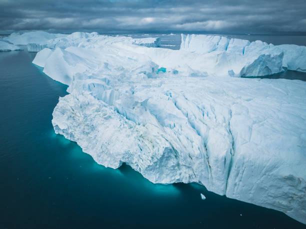 istock Big icebergs floating from aerial view 1448505748