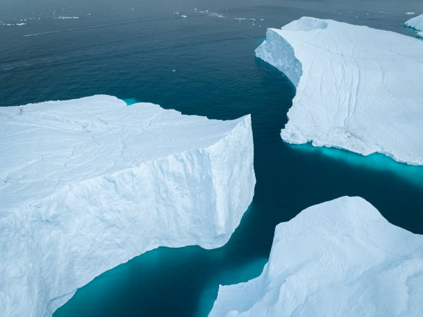 istock Big icebergs floating from aerial view 1448505756