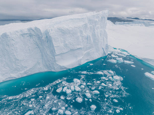 istock Big icebergs floating from aerial view 1448505777