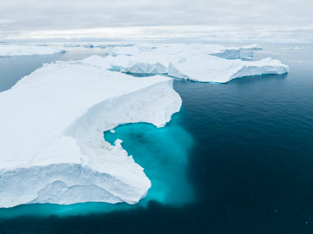 istock Big icebergs floating from aerial view 1448505975