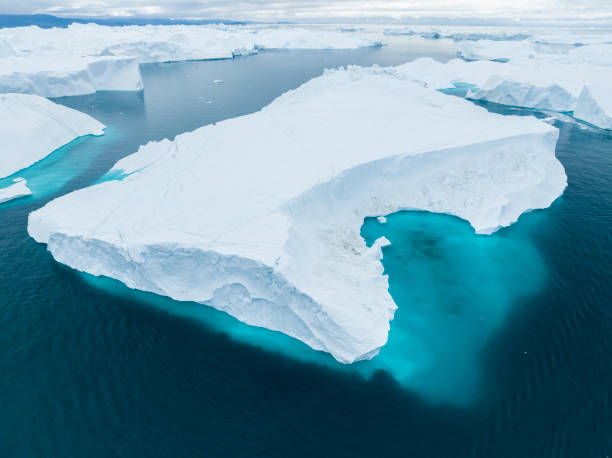 istock Big icebergs floating from aerial view 1448505989