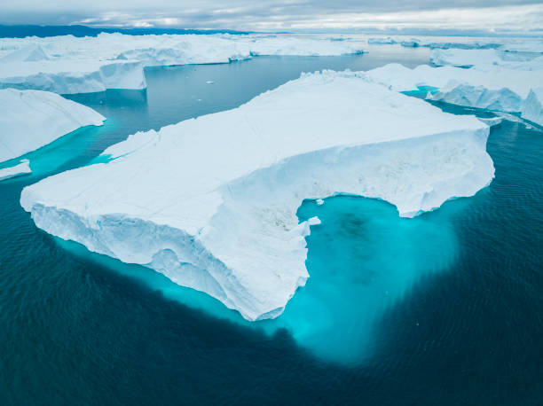 istock Big icebergs floating from aerial view 1448505991