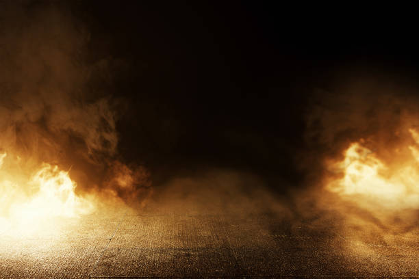 istock Concrete floor with fires and sparks 1448506174