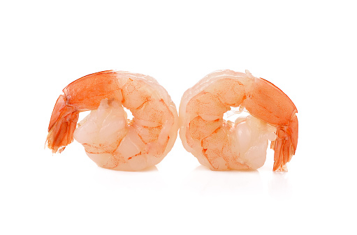 Shrimps. Prawns isolated on a White Background. Seafood.