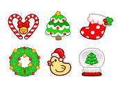 istock Christmas collection in Cute Cartoon style, Vector illustrations. 1448506738