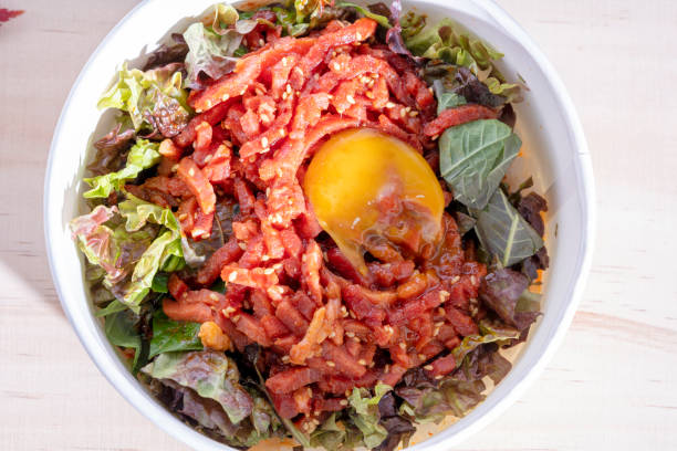 Bibimbap Topped with Raw Beef