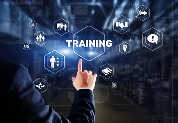 istock Trainning concept. Businessman pressing on touch screen interface inscription 1448509052