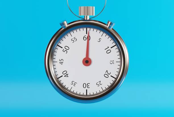 istock Stopwatch isolated on blue background. 1448511823