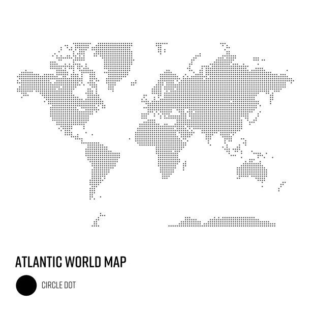 ilustrações de stock, clip art, desenhos animados e ícones de world map in large dot style - atlantic-centered world group by region - east antarctica