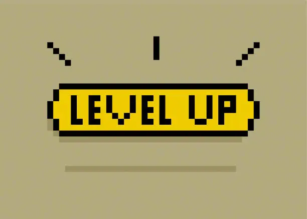 Vector illustration of Level Up pixel illustration