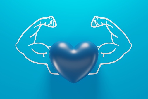 The concept of a strong and healthy heart, taking care of your physical condition. 3D render, 3D illustration.