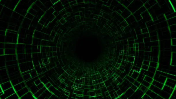 Computer generated tunnel-like digital geometric background