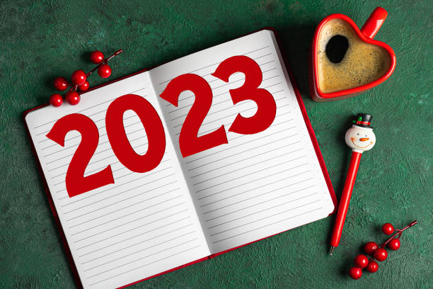 istock New year resolutions 2023 on desk. 2023 resolutions list with notebook, coffee cup, decorations on table. Goals, resolutions, plan, action concept. New Year 2023 background 1448518674