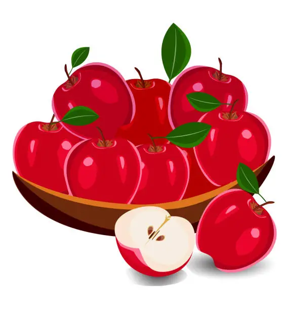 Vector illustration of apple with bowl
