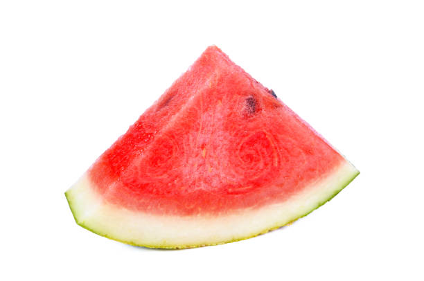 istock Slice of watermelon isolated on white background 1448524365