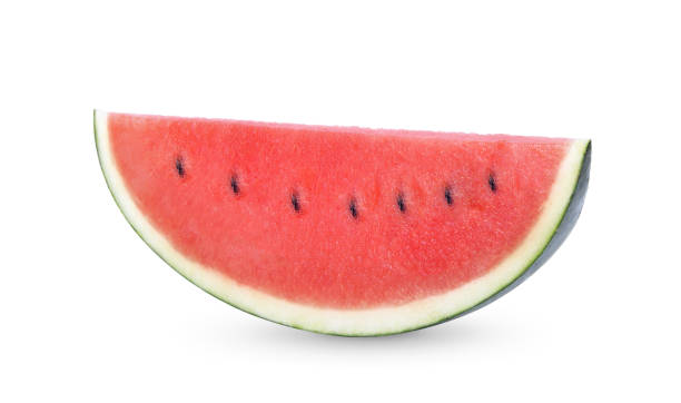 istock Sliced ripe watermelon isolated on white background 1448527575