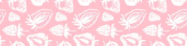 Vector illustration of Pink strawberry pattern seamless, strawberries illustration for fabric ornament, textile design.