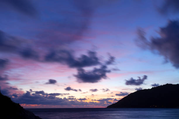 istock Blurred sea background at sunset, Abstract natural background and texture motion blur,panoramic view of sunrise over ocean.Dark sky sunlight and deep dark water sea background 1448528077