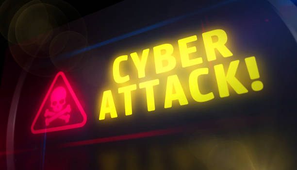 istock Cyber attack symbol light flashing on digital display 1448529506