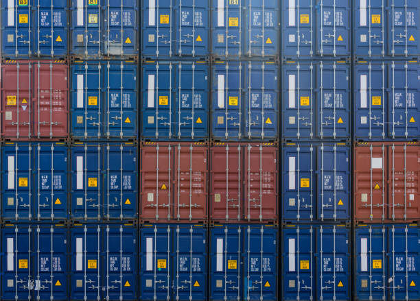 istock Stack of containers in harbor, Containers yard in port, Port logistics transportation, International shipping logistics, Import and export business, Freight transport 1448529708