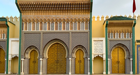 Royal palace entrance in Fes, Morocco.