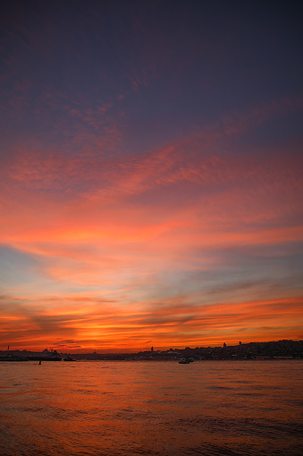 Sunset on Bosphorus view in Istanbul