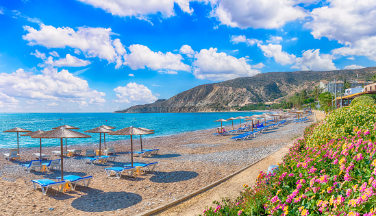 Landscape with Pantachou beach, Limassol, Cyprus island