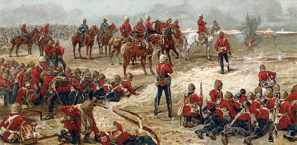 British military on battlefield during Crimean war