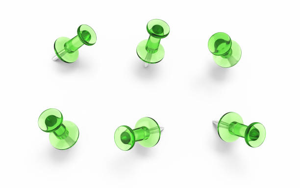 istock Green Transparent Push Pins on White Background Clipping path 1448540572