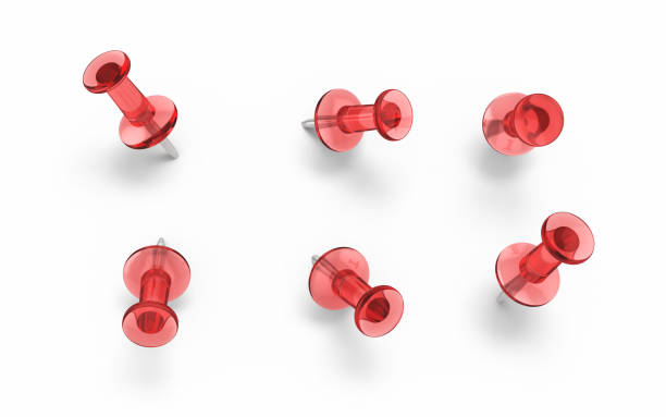 istock Red Transparent Push Pins on White Background Clipping path 1448540623
