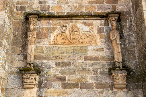 Entrance to the church of the Monastery of Saint Mary of Carracedo in Carracedelo, El Bierzo, Spain