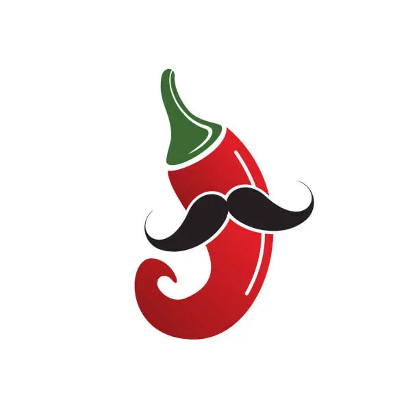 Vector illustration of Mister chili vector logo design. Chili with mustache icon logo design.