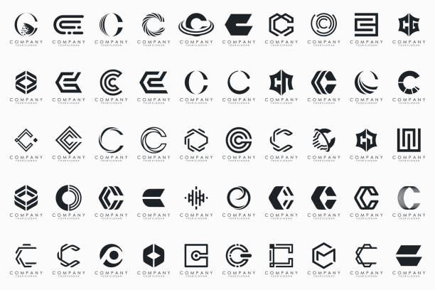 kreativer buchstabe c-logo-symbol-set. design für das geschäft von luxus, elegant, einfach. - buchstabe c stock-grafiken, -clipart, -cartoons und -symbole